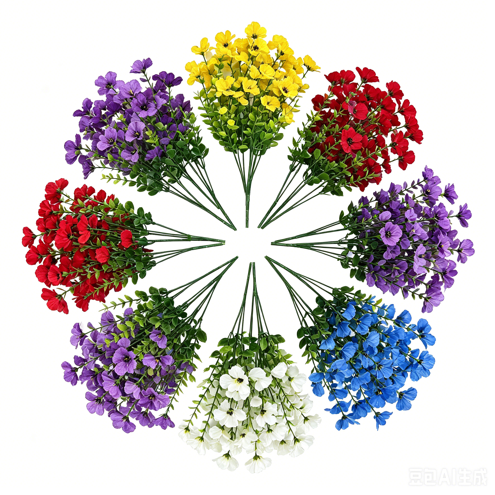 Elowra 6-Color UV Resistant Outdoor Artificial Flowers